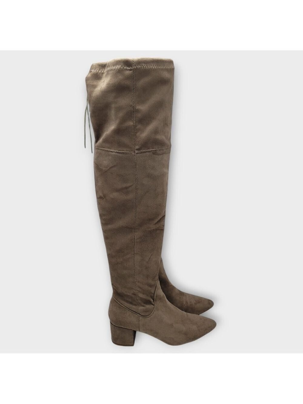 Kensie Over The Knee Womens Suede Draw String Side Zip Riding Heel Boots Size 7M